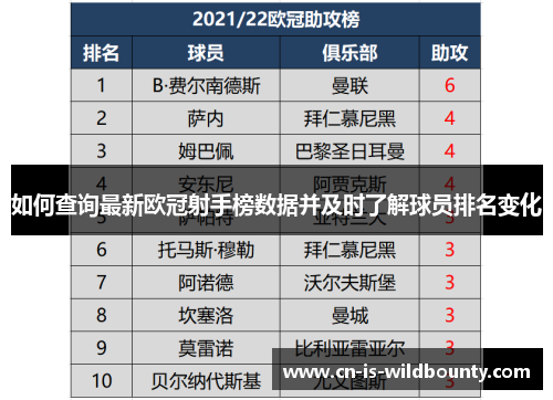 如何查询最新欧冠射手榜数据并及时了解球员排名变化